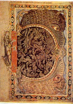 Адская пасть. Миниатюра к Псалтири. Середина XII века