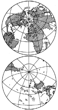 "Континентальные" и "океанические" полушария Земли