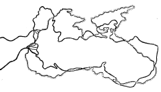 Сходства конфигураций при совмещении контуров Черного и Каспийского морей.